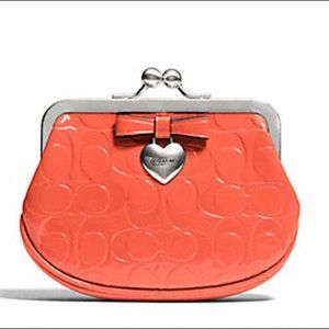 Coach New SILVER/HOT ORANGE Orange Coin Purse